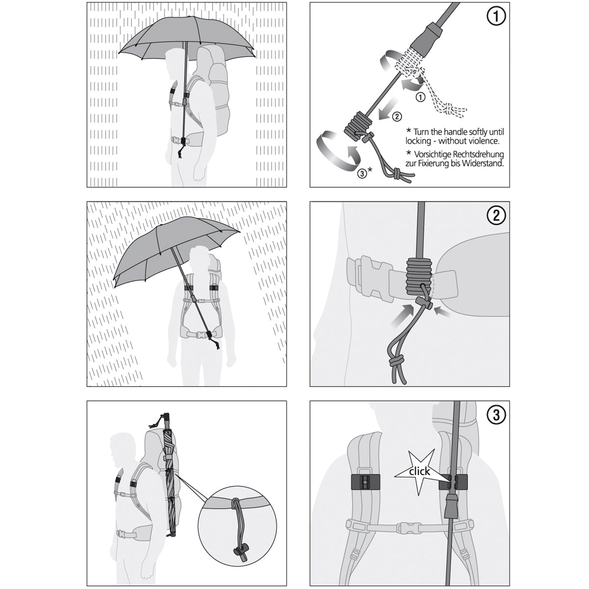 Swing Handsfree Trekking Umbrella – Adjustable Telescopic Shaft, Hands-Free Backpack Attachment, Nearly Unbreakable Windproof Frame, UPF 50+ Sun Protection