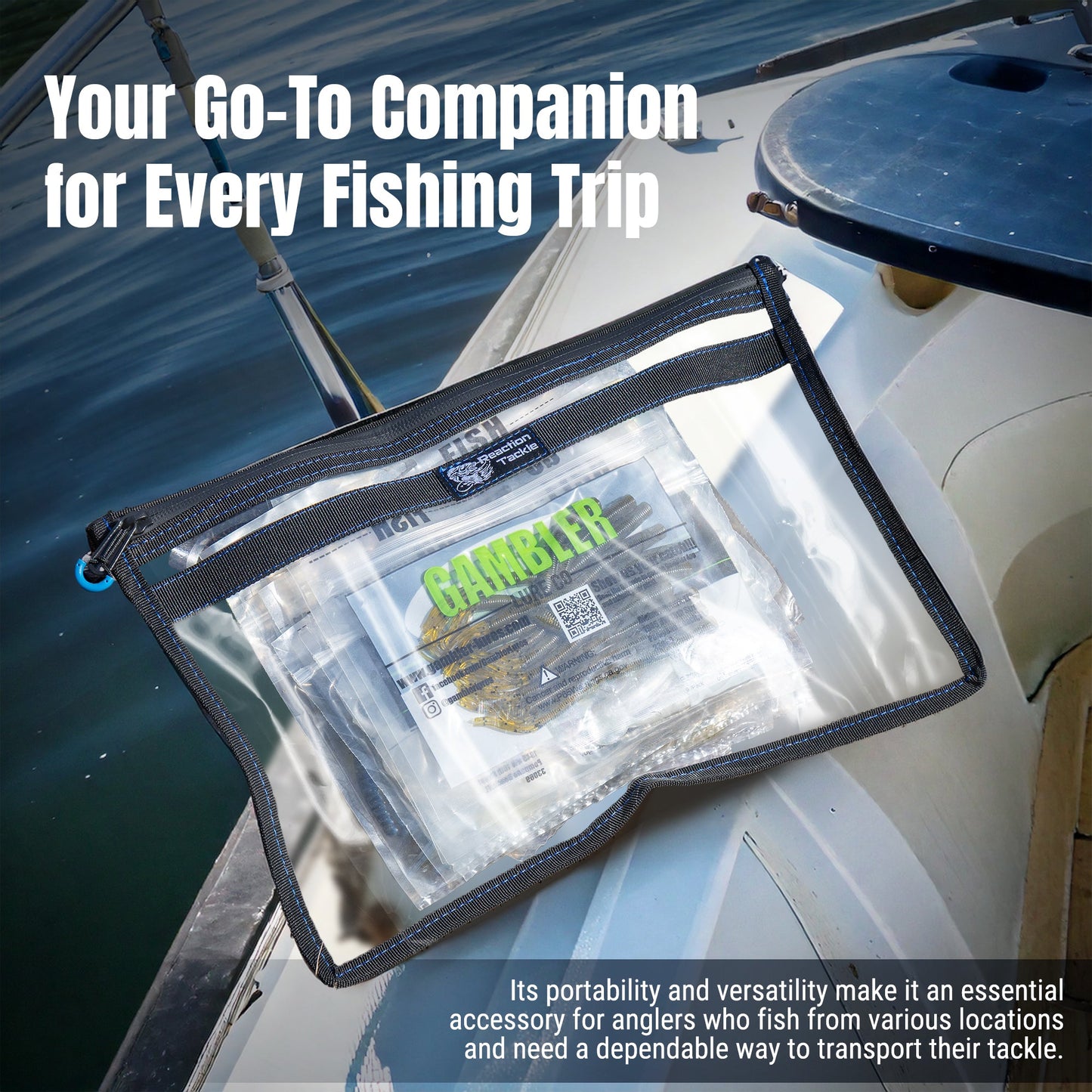 Reaction Tackle Clear Storage Bag Tackle Pak - Water-Resistant Plastic Storage - New