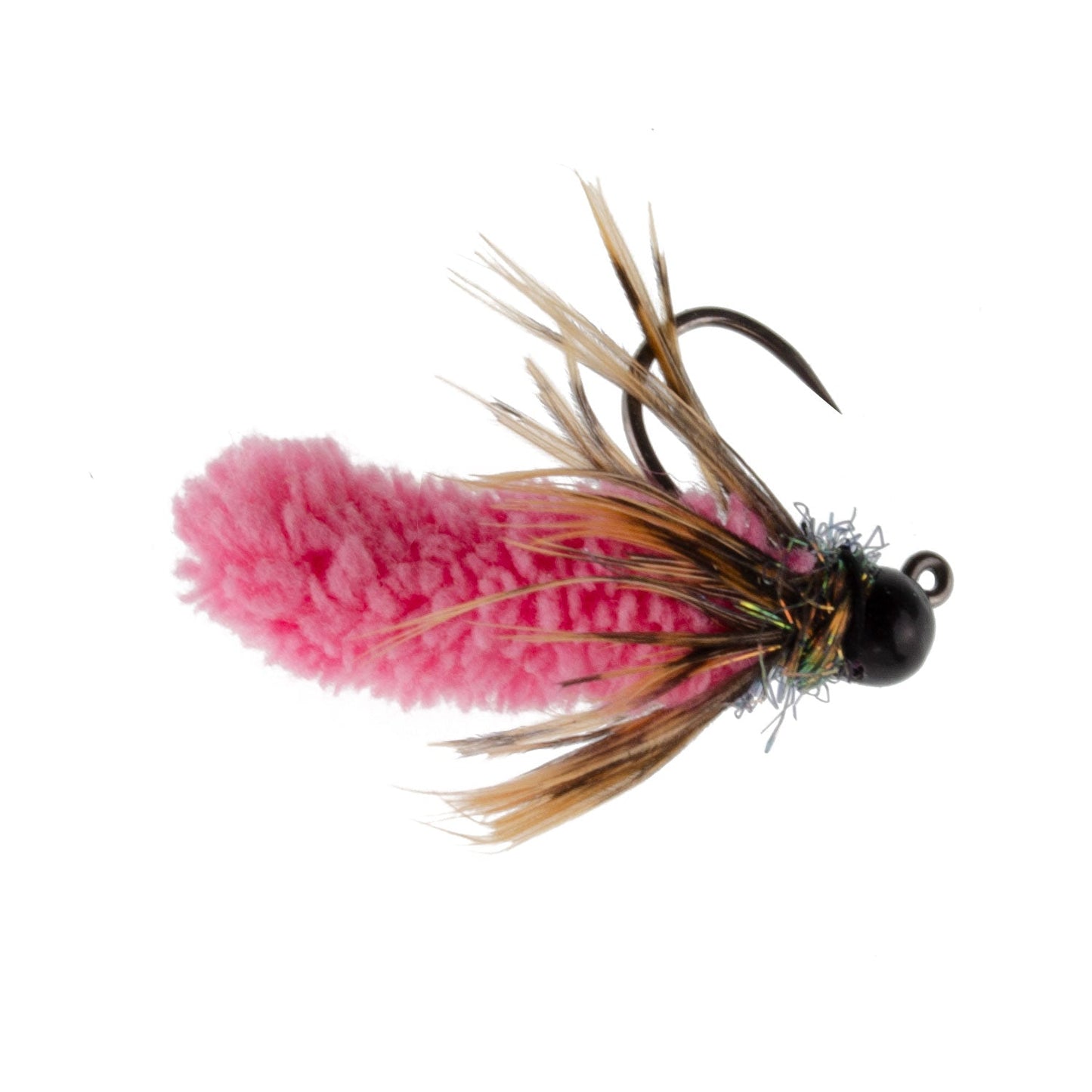 Tungsten Bead Hot Pink Mop Fly Tactical Jig Czech Euro Nymph Barbless Fly 12 Flies - Size 14