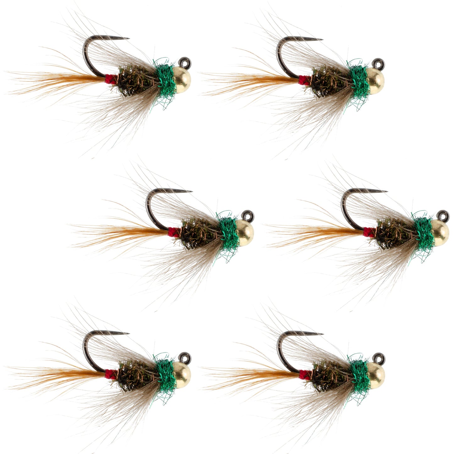 Tungsten Bead Tactical CDC Frenchie Czech Nymph Euro Nymphing Fly - 6 Flies Size 12