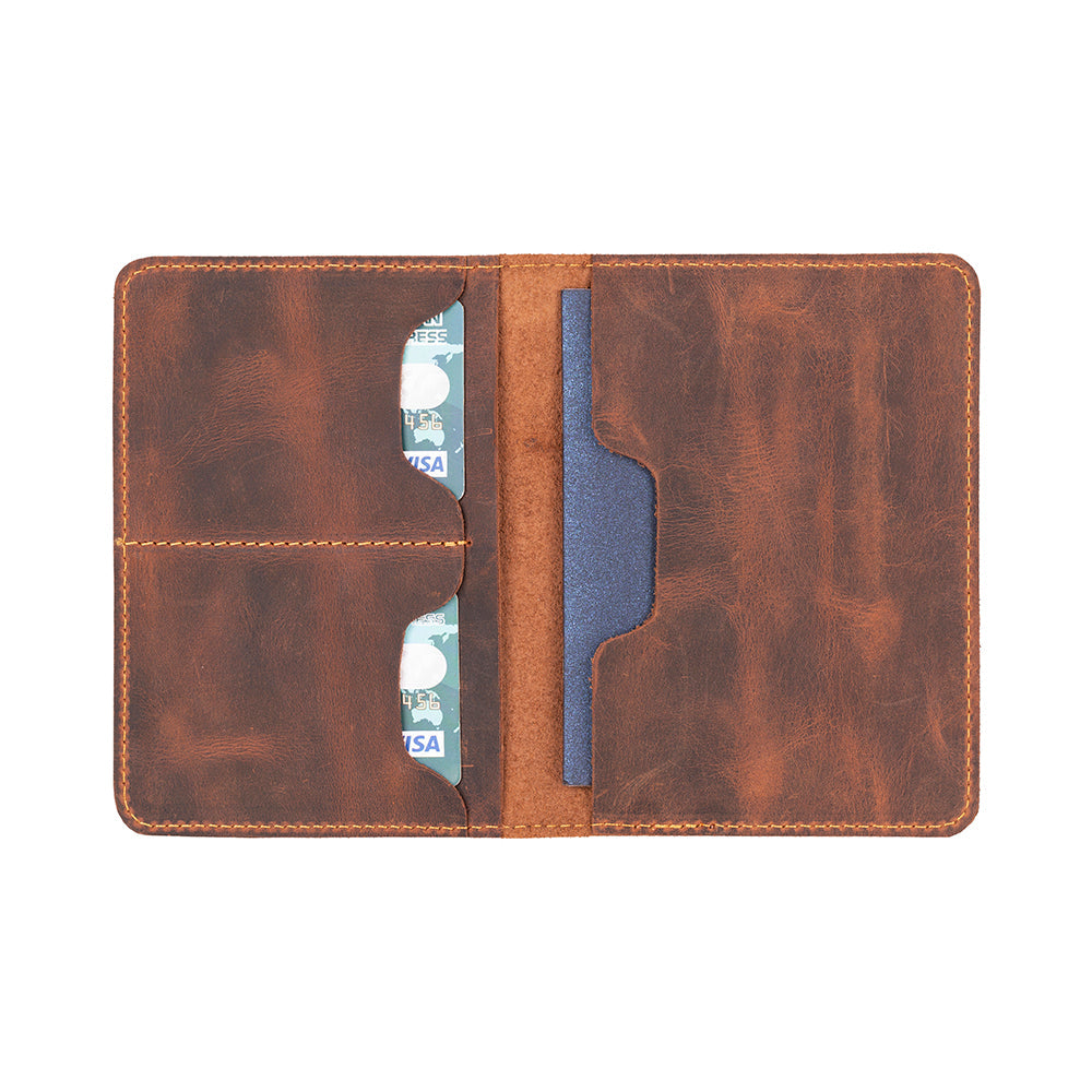 Tempe Genuine Leather Passport Holder - Handcrafted Travel Document Organizer