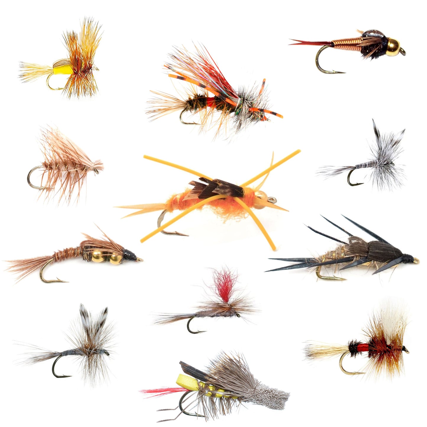 Trout Fly Assortment - Essential Western Dry and Nymph Fly Fishing Flies Collection - 1 Dozen Trout Flies with Fly Box