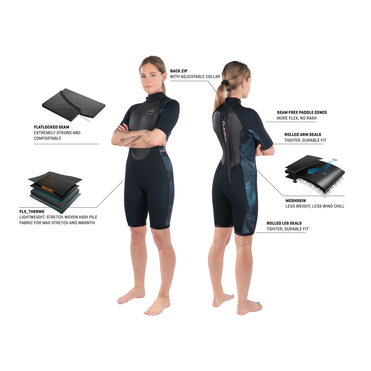 Dakine Womens Quantum Back Zip Shorty 2/2mm