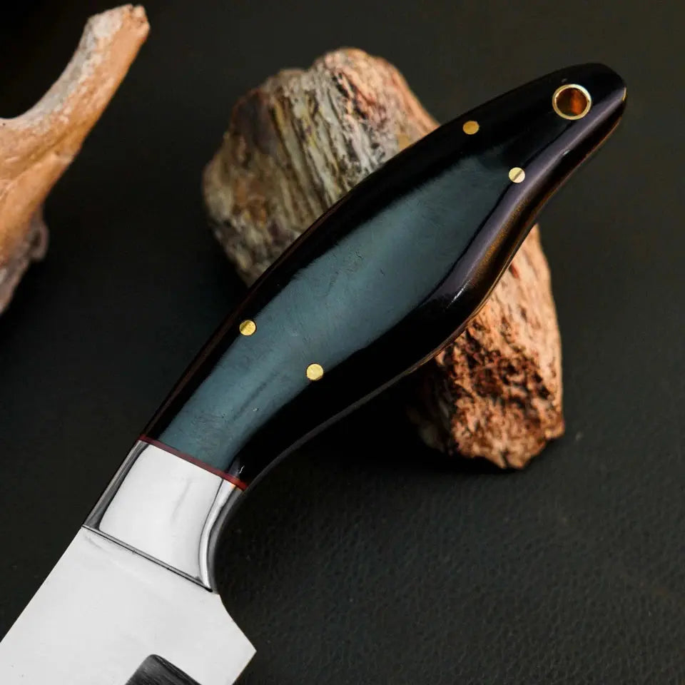 8.6" Handmade Drop Point Skinner Knife – Full Tang Resin Handle