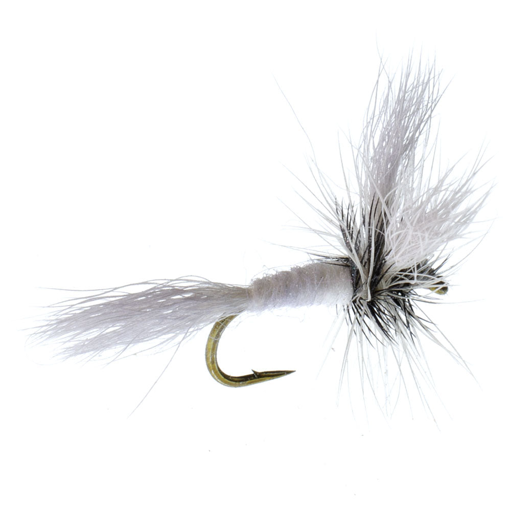 Barbless White Wulff Classic Hair Wing Dry Fly - 6 Flies Hook Size 14