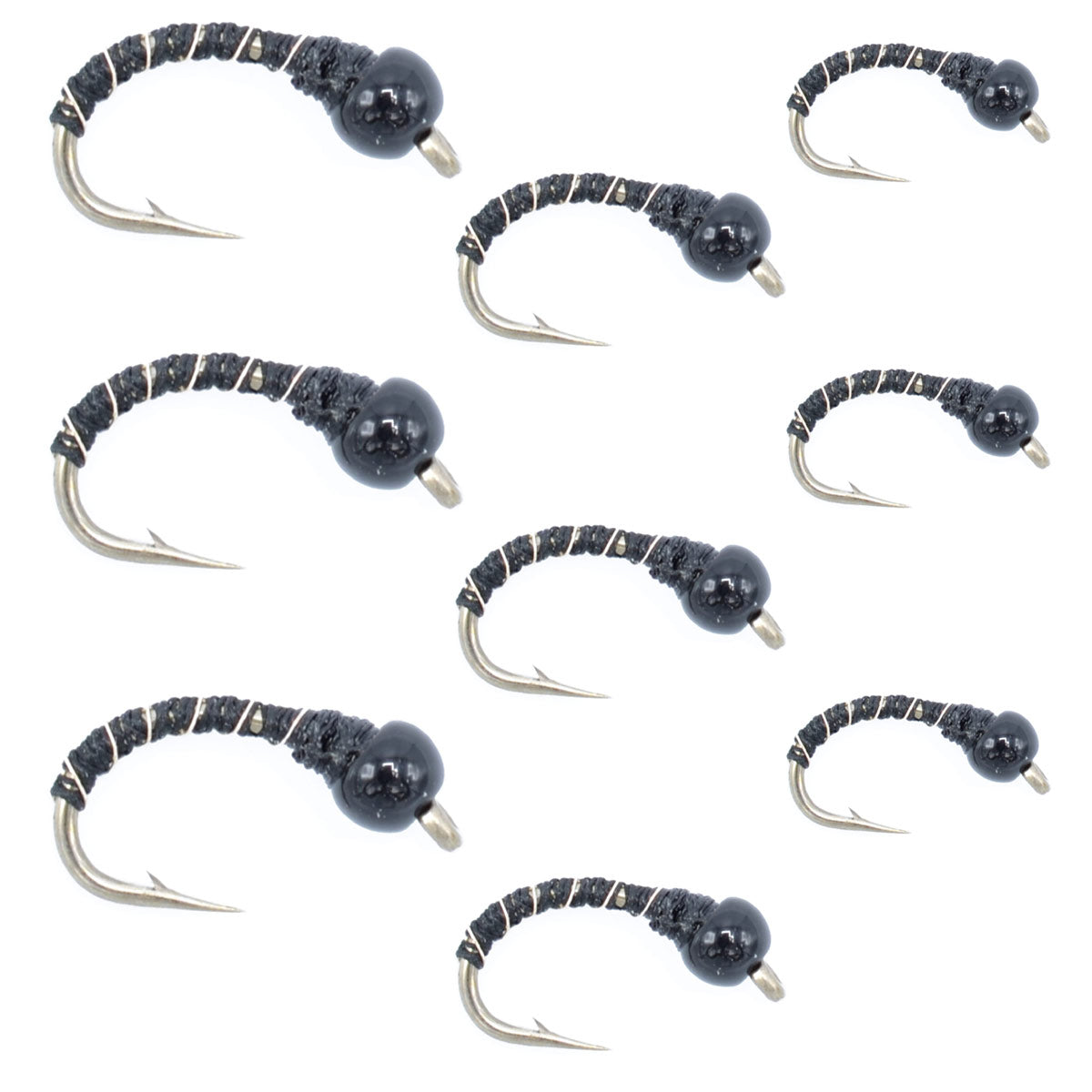 Black Zebra Midge Assortment 3 Each of 3 Sizes 14, 16, 18 - Tailwater ...