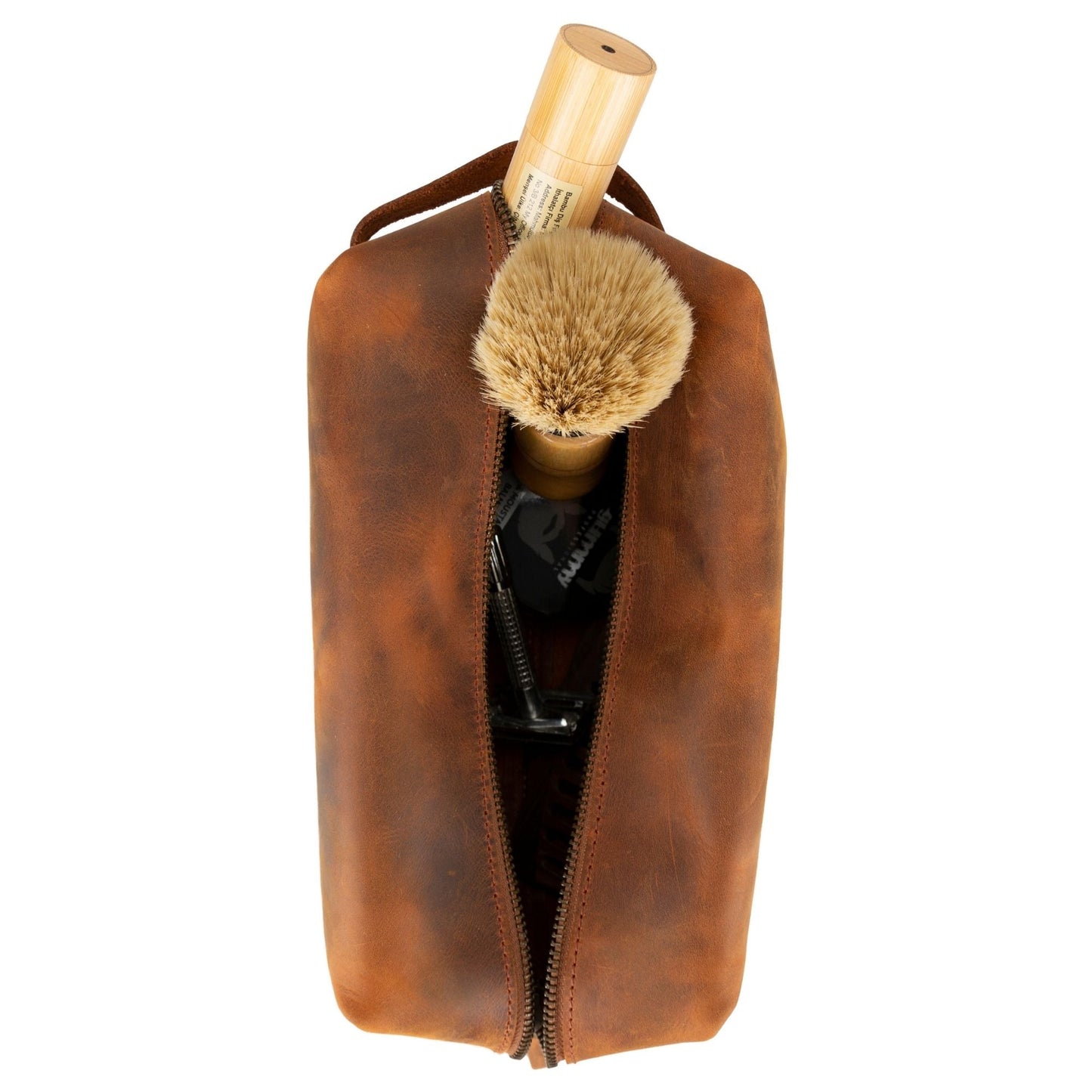 Oswego Men's Leather Dopp Kit & Small Travel Handbag