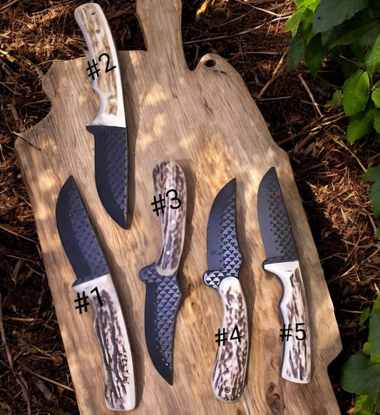 Ranch Cowboy Knives – Black Powder Coated Rasp Steel with Antler Horn Handle