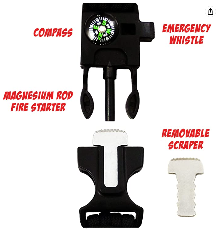 Orange Survival Bracelet 5-in-1 Multifunctional