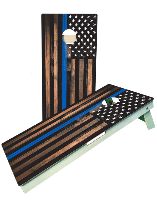 Blue Line Flag Police Cornhole Boards