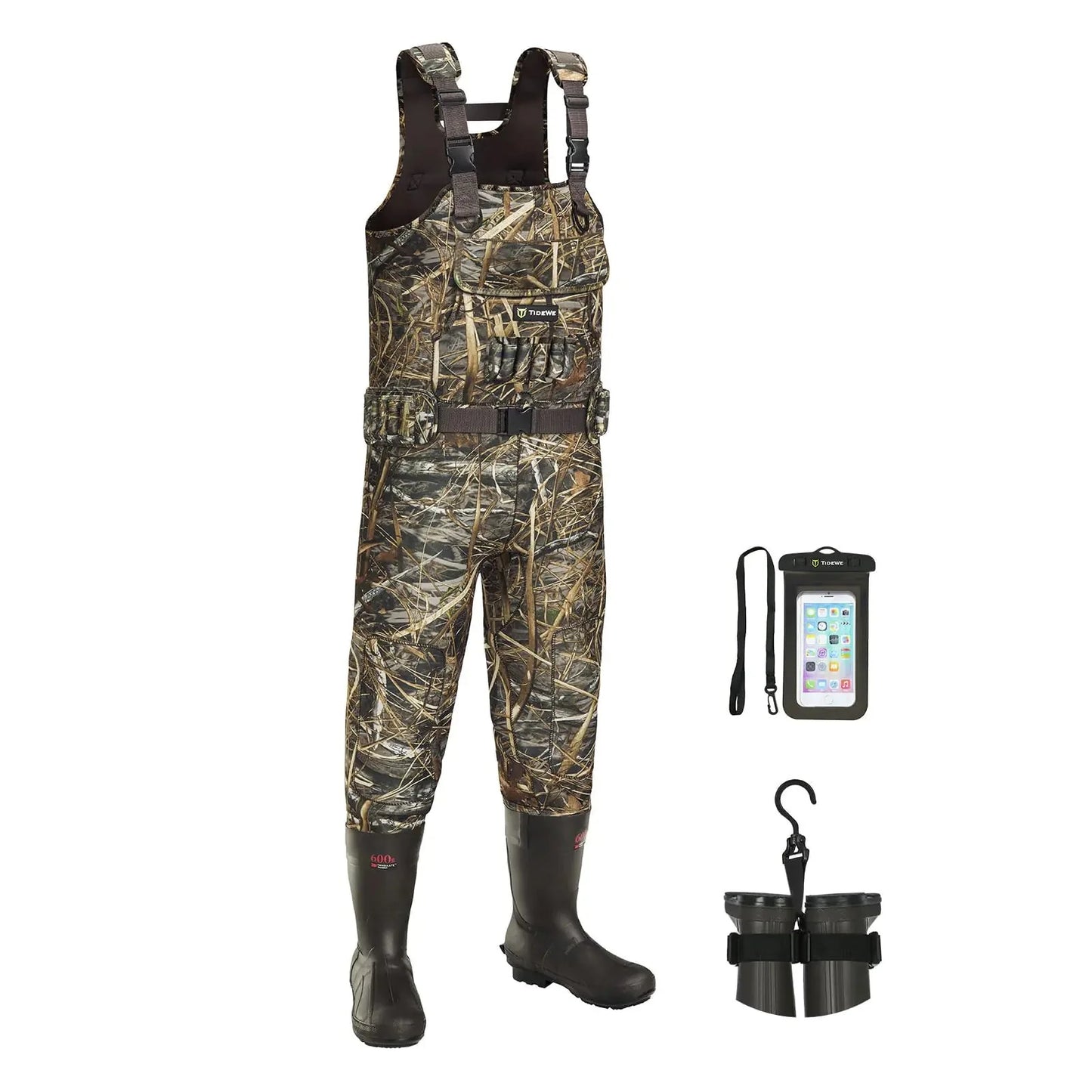 TIDEWE Chest Waders with Boot Hanger Hunting Waders for Men Next Camo Evo with 600G Insulation Waterproof Cleated Neoprene Bootfoot Wader Insulated Hunting & Fishing Waders (Size 9)