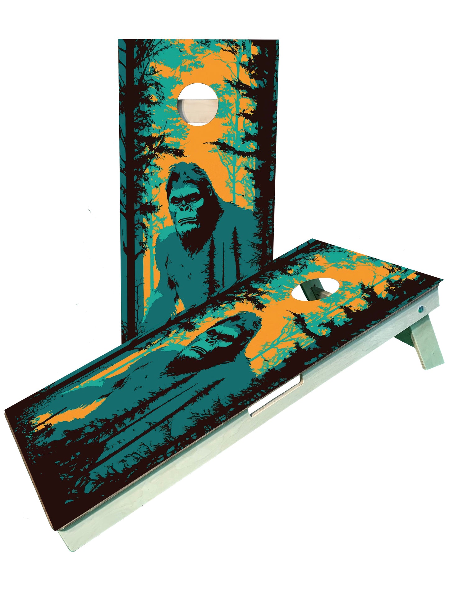Bigfoot In The Woods Cornhole Set