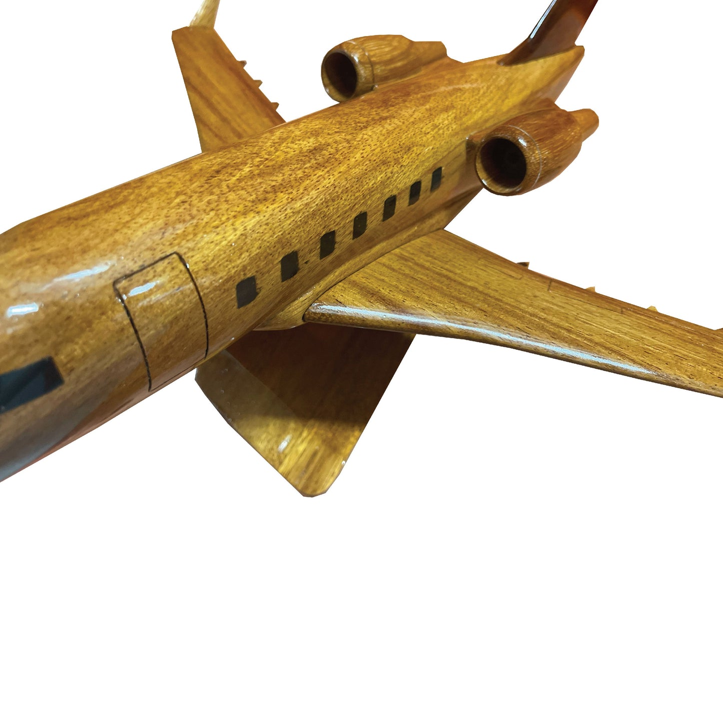 Bombardier Challenger 604 Mahogany Wood Desktop Airplane Model