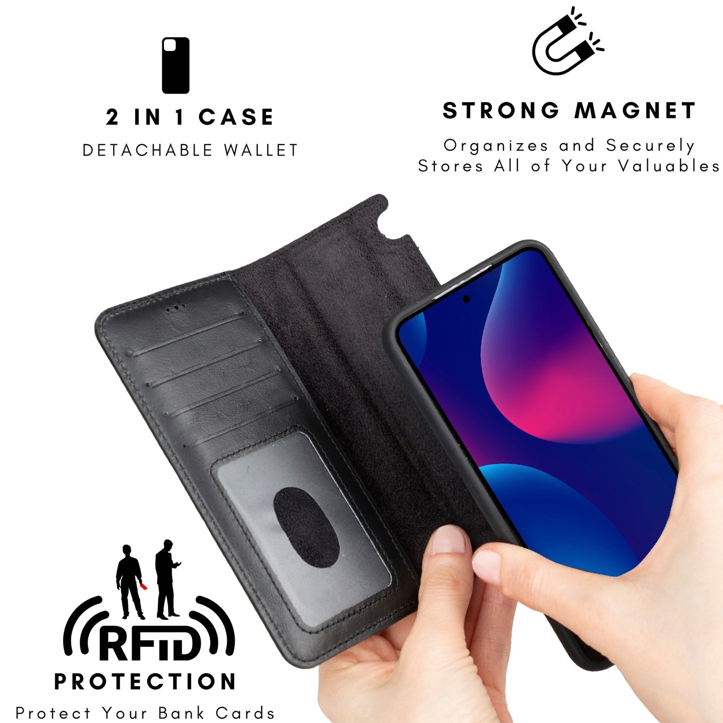 Buffalo Leather Samsung Galaxy S24 Plus Wallet with Detachable Case