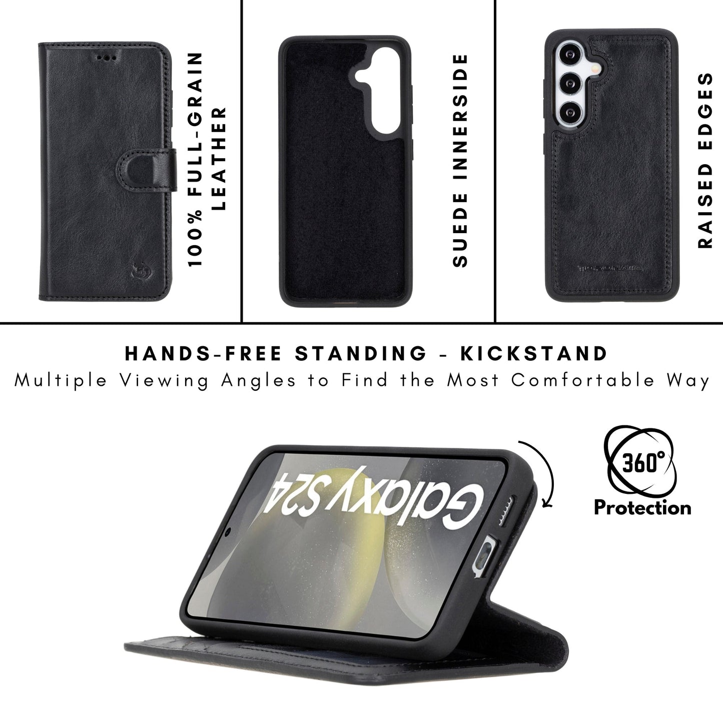 Buffalo Leather Samsung Galaxy S24 Plus Wallet with Detachable Case