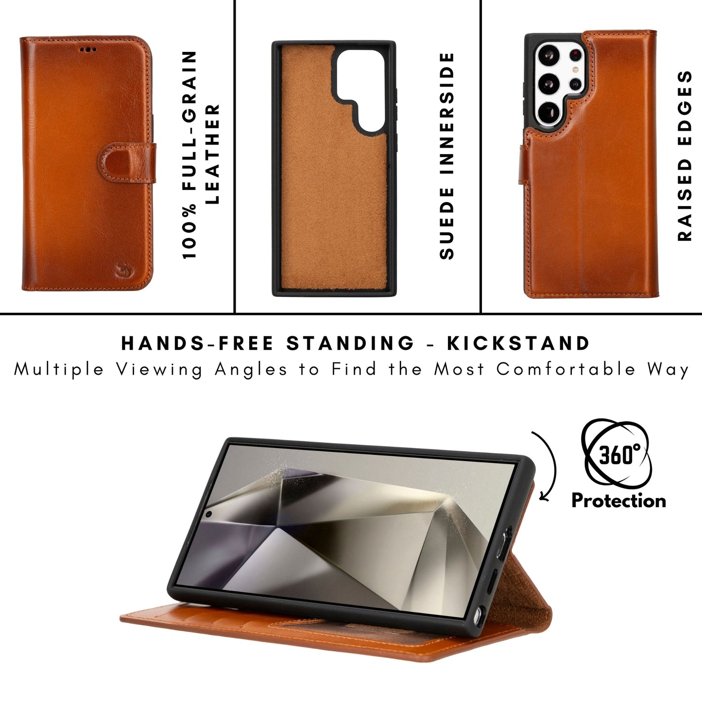 Buffalo Leather Samsung Galaxy S24 Ultra Wallet with Detachable Case