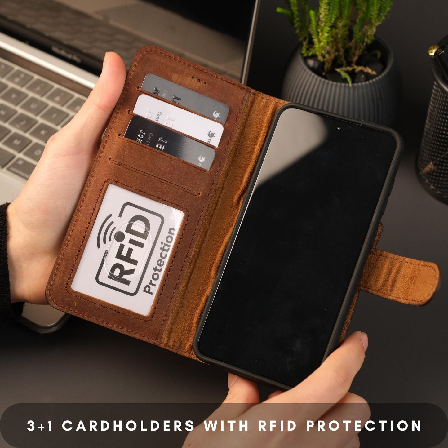 Buffalo Leather Samsung Galaxy S24 Wallet with Detachable Case