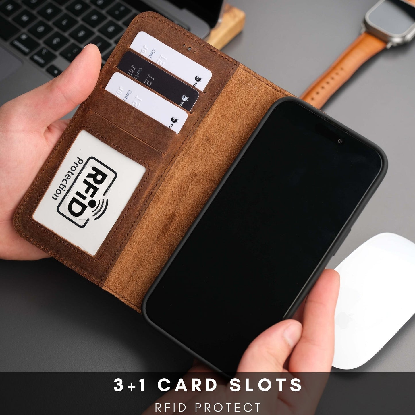 Casper Leather iPhone 15 Pro Max Wallet Case | Detachable MagSafe Compatible RFID Protection