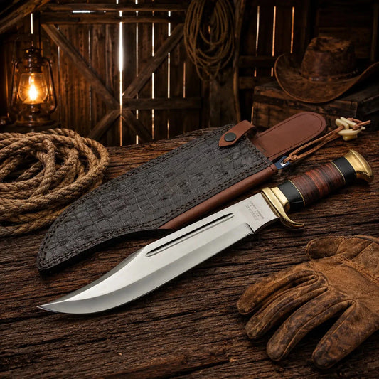 Crocodile Dundee Knife 440C Steel Bowie with Buffalo Horn