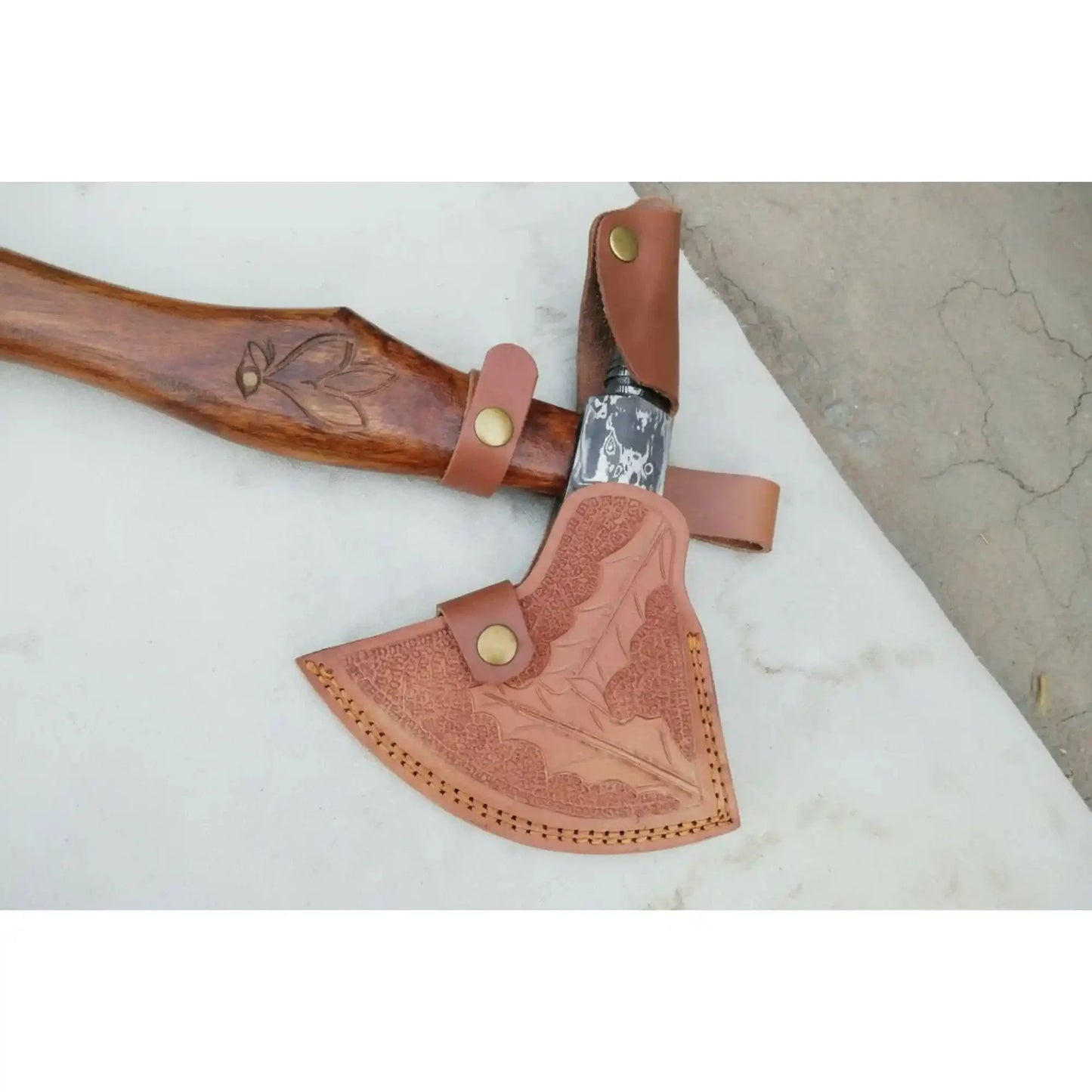Custom Handmade 20" Damascus steel Best Bearded  Felling Hatchet Axe