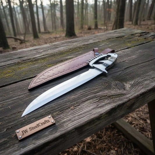 D-Guard Bowie Knife High Polish Blade Clip Point Fixed Blade JW SteelCrafts