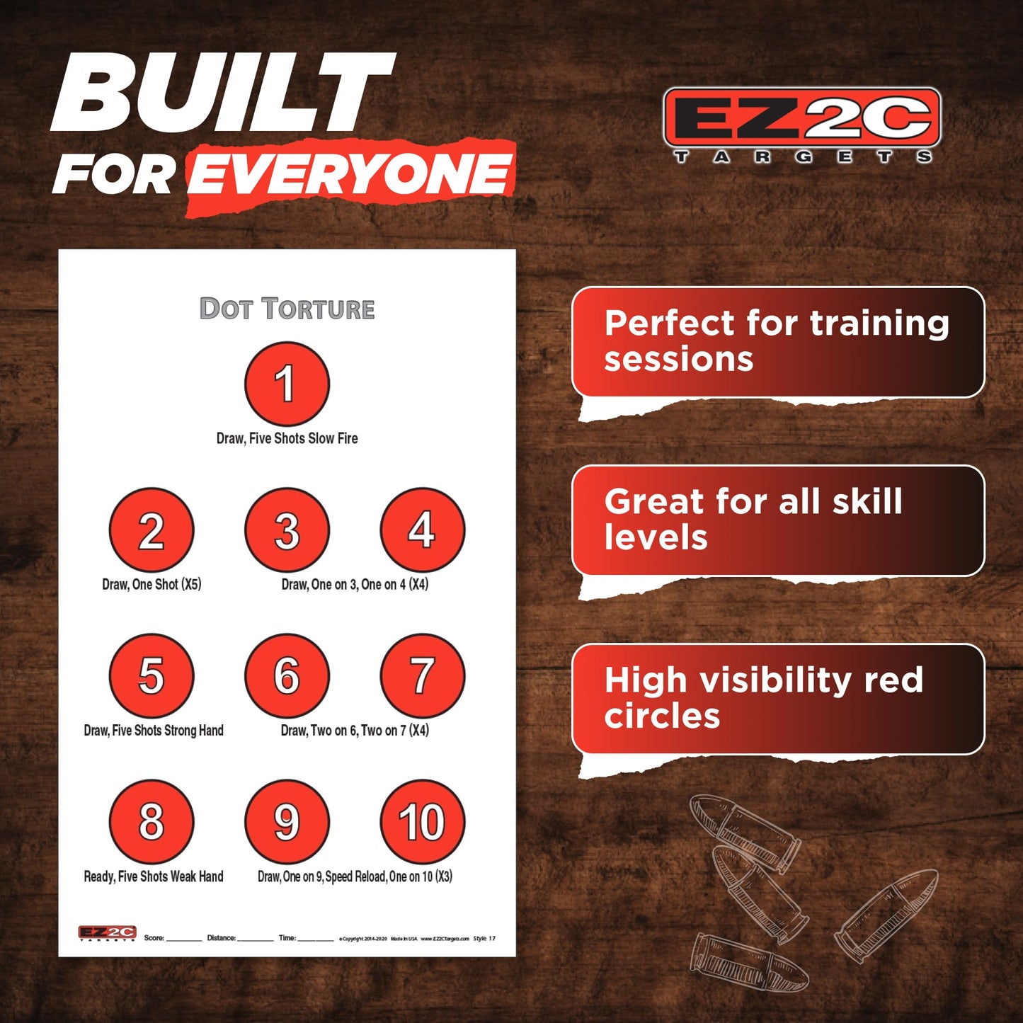 EZ2C Targets #17: Dot Torture Drill 11"x17" Paper Shooting Target USA MADE