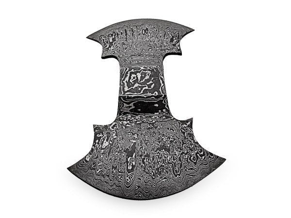Damascus Double-Bit Axe Head – Fantasy Crescent Pattern