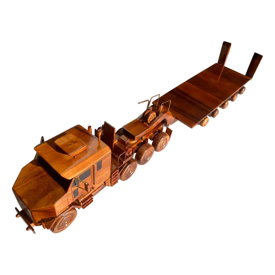 M-1070 ( M1070 ) Truck combo with M1A1 tank Mahogany Wood Desktop Truck combo Model