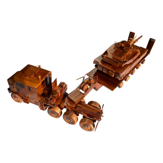 M-1070 ( M1070 ) Truck combo with M1A1 tank Mahogany Wood Desktop Truck combo Model