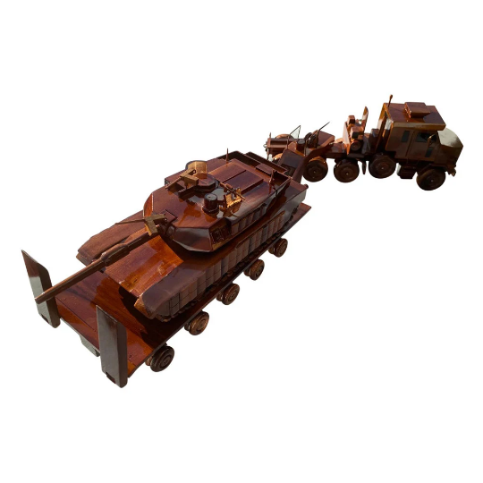 M-1070 ( M1070 ) Truck combo with M1A1 tank Mahogany Wood Desktop Truck combo Model