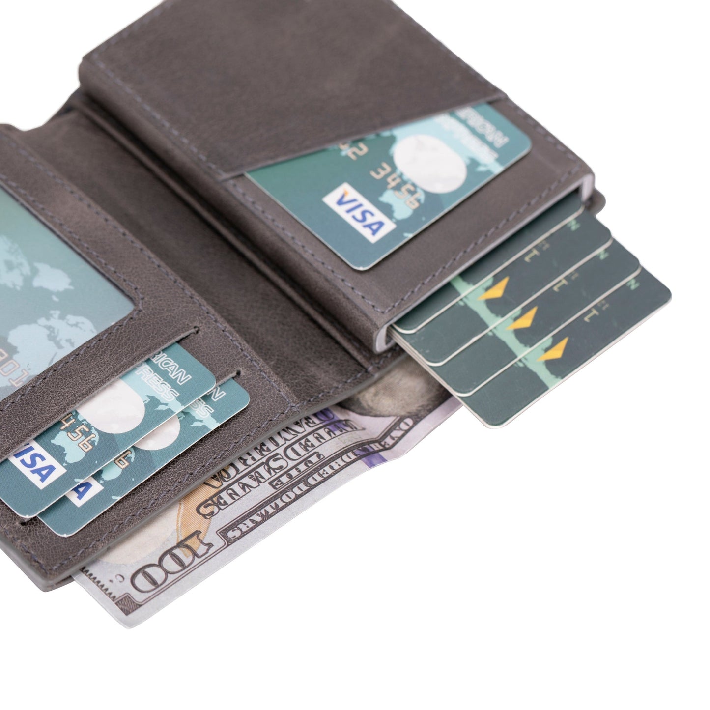 Douglas Genuine Leather Pop-Up Wallet with AirTag Slot - RFID Blocking Cardholder