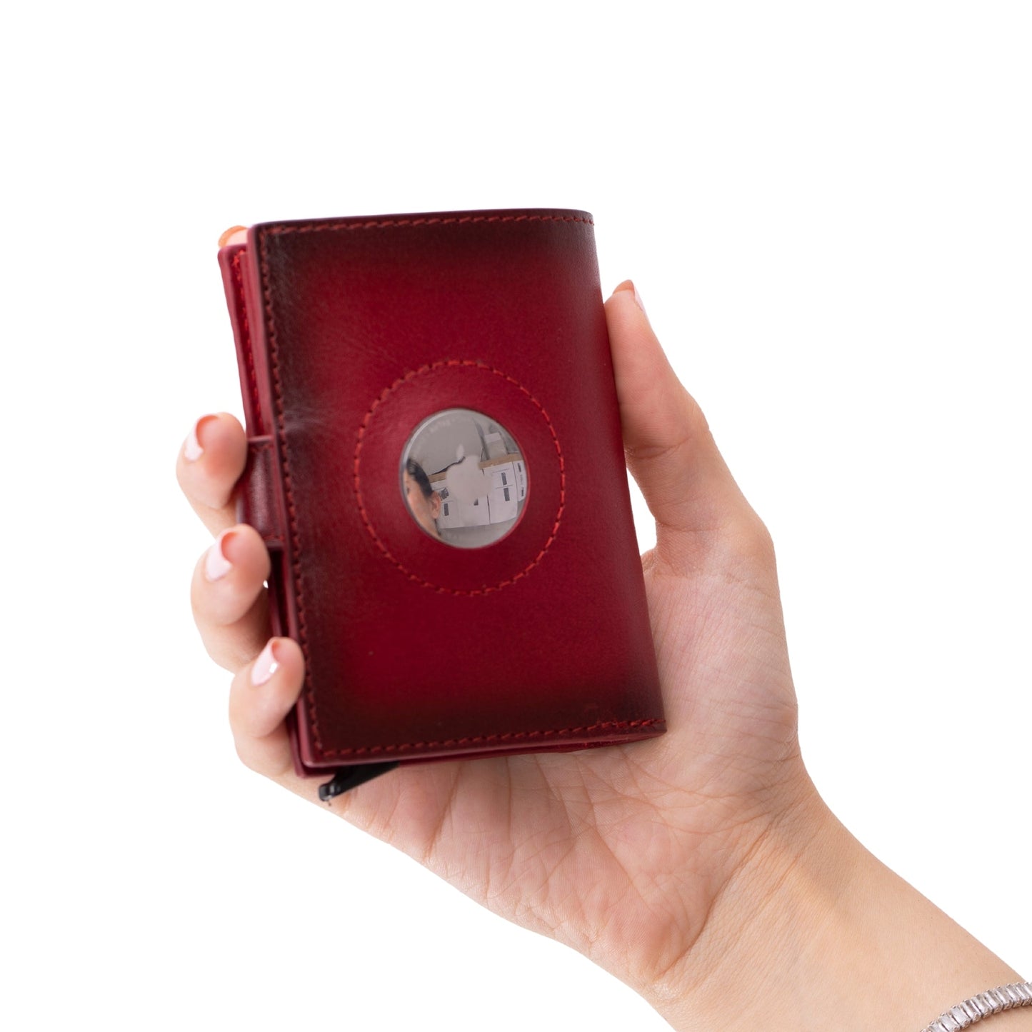 Douglas Genuine Leather Pop-Up Wallet with AirTag Slot - RFID Blocking Cardholder