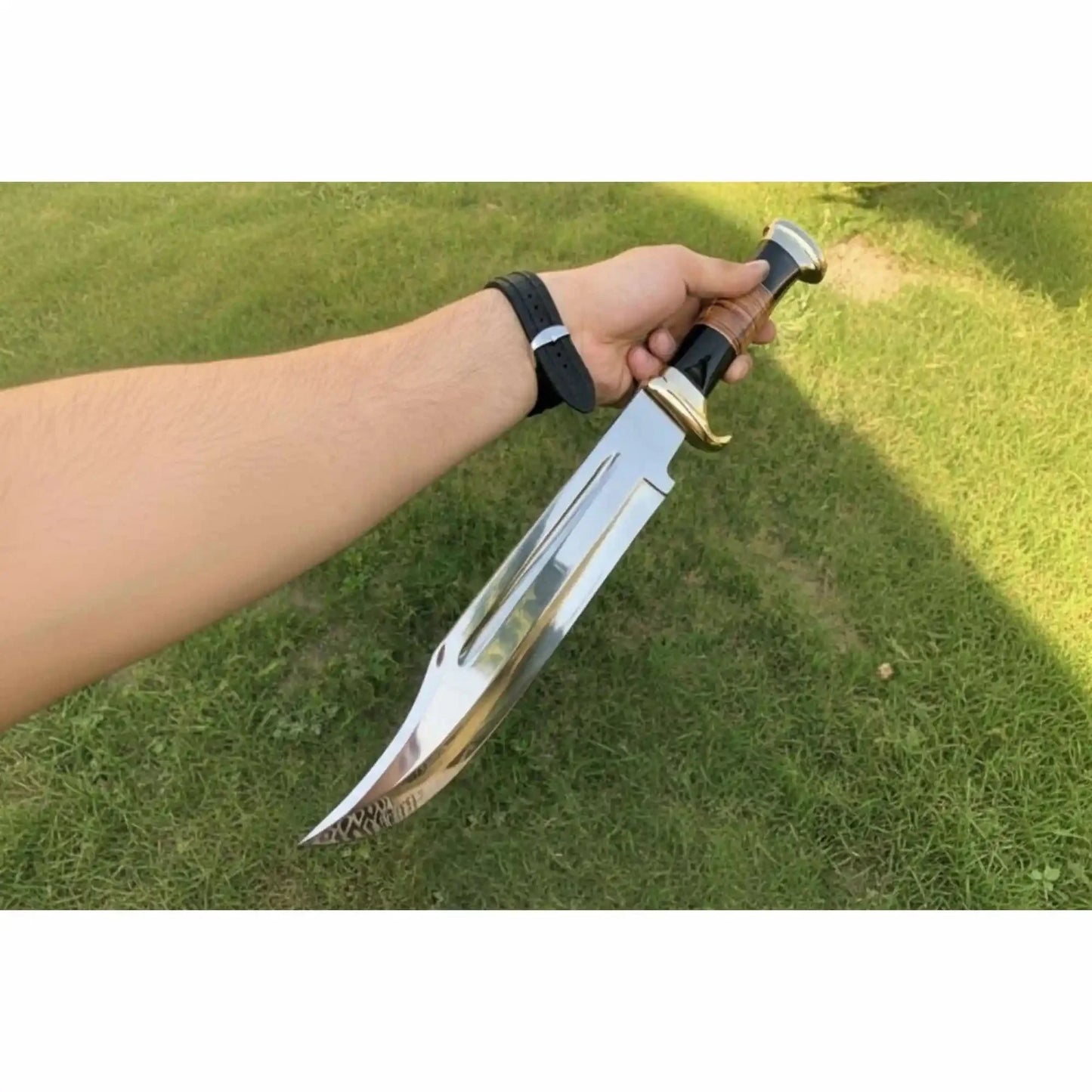 Dundee Clip Point Bowie Knife, Damascus or Mirror Polish Blade, Coffin Handle, Handmade Long Bowie, JW SteelCrafts