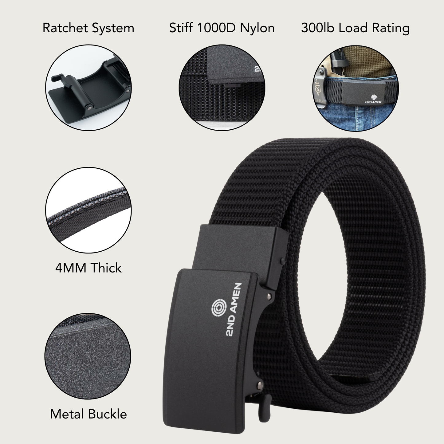 Hero 1.0 EDC Belt 1.5" Width Ballistic Nylon for Everyday Carry