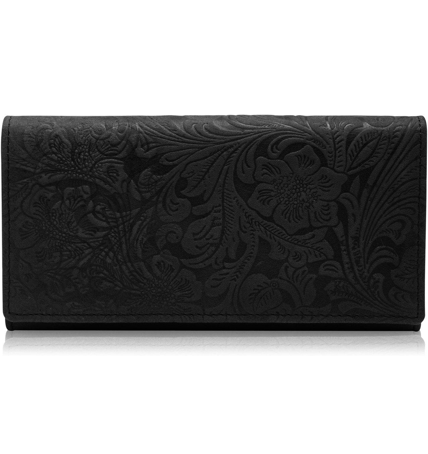Embossed Floral Accordion Wallet