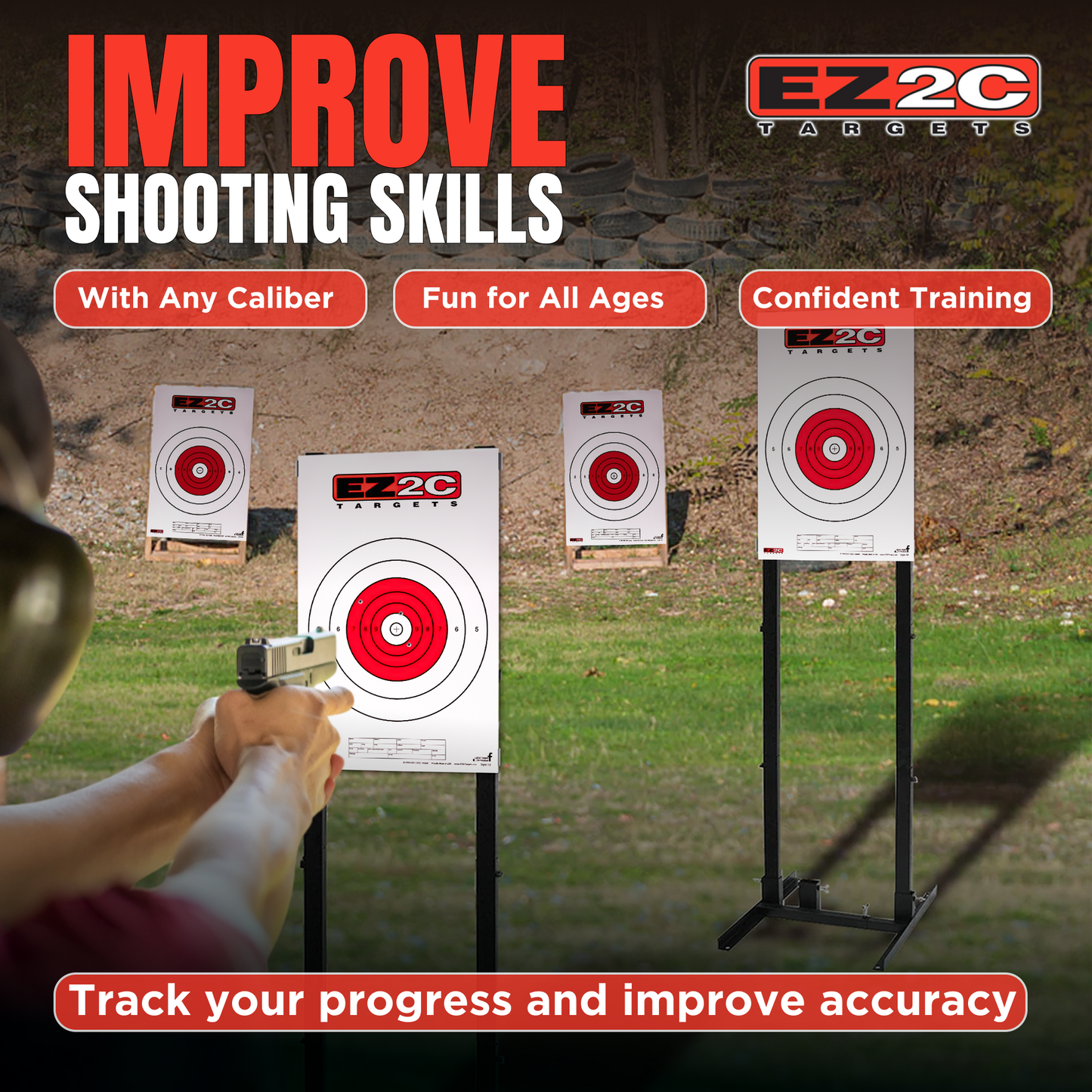 EZ2C Targets Style 12: Paper Shooting Targets for B16 11"x17" USA MADE