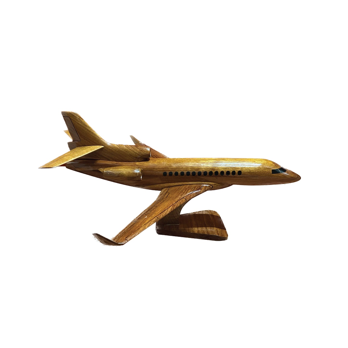 Falcon 7X Mahogany Wood Desktop Airplane Model