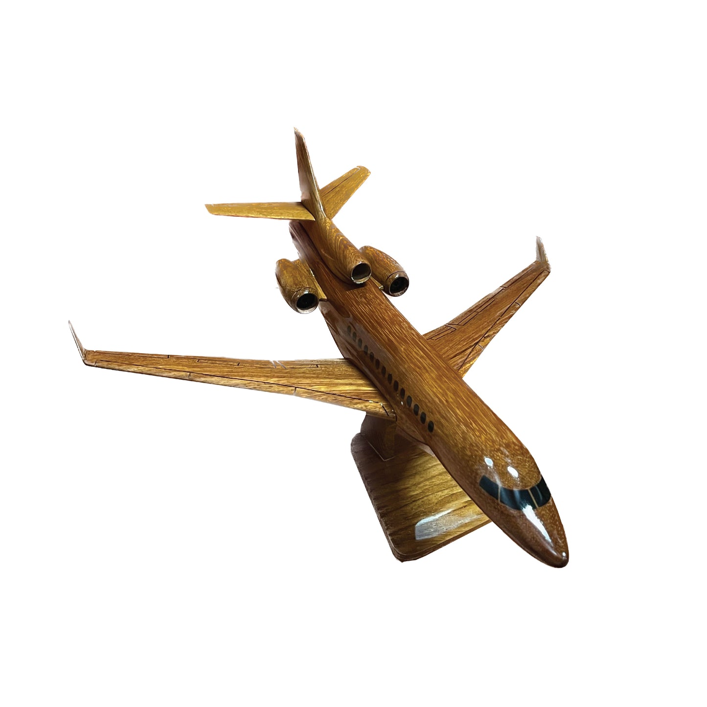Falcon 7X Mahogany Wood Desktop Airplane Model