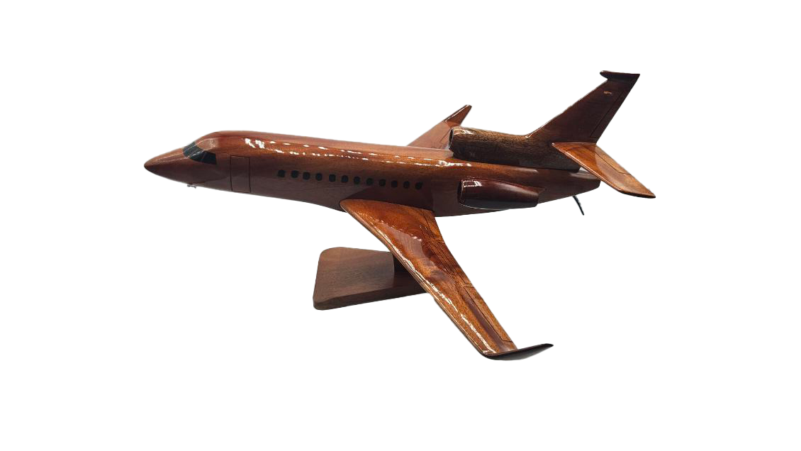 Falcon 7X Mahogany Wood Desktop Airplane Model
