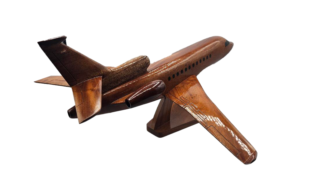 Falcon 7X Mahogany Wood Desktop Airplane Model