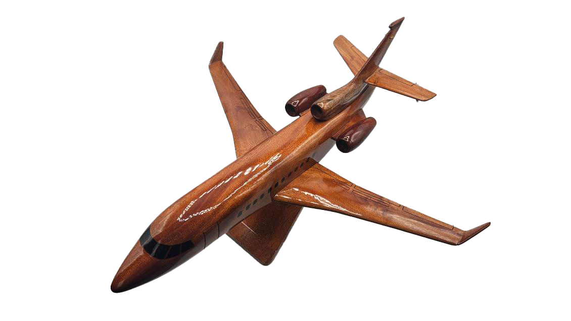 Falcon 7X Mahogany Wood Desktop Airplane Model