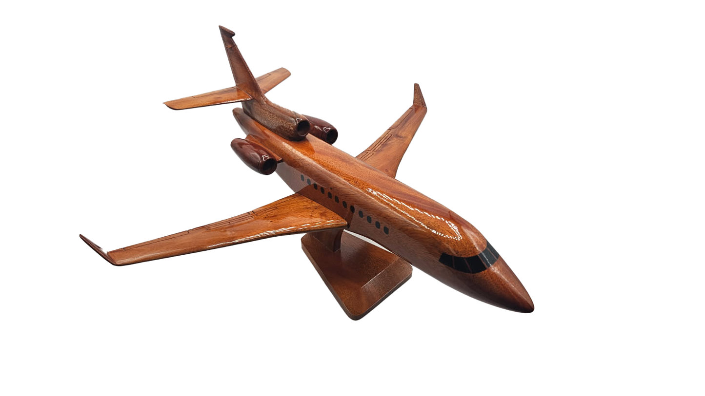 Falcon 7X Mahogany Wood Desktop Airplane Model