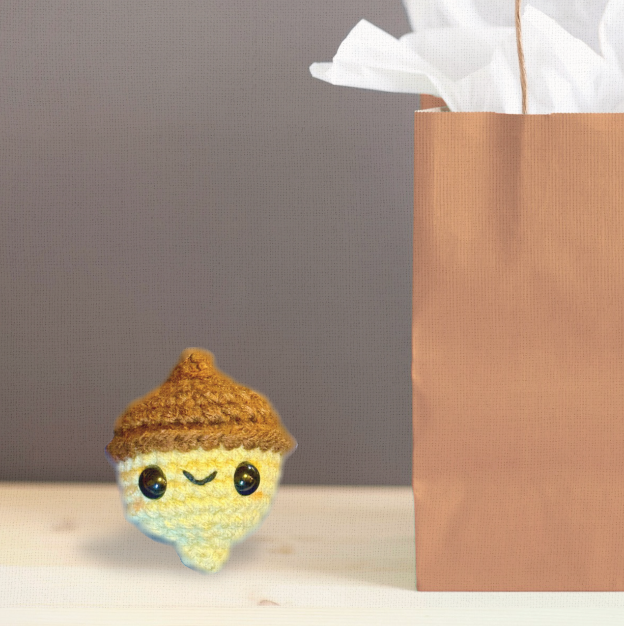 Handmade Catnip Toy | Augie the Acorn Chunkle Puff Infused with Miracle Nip Botanicals