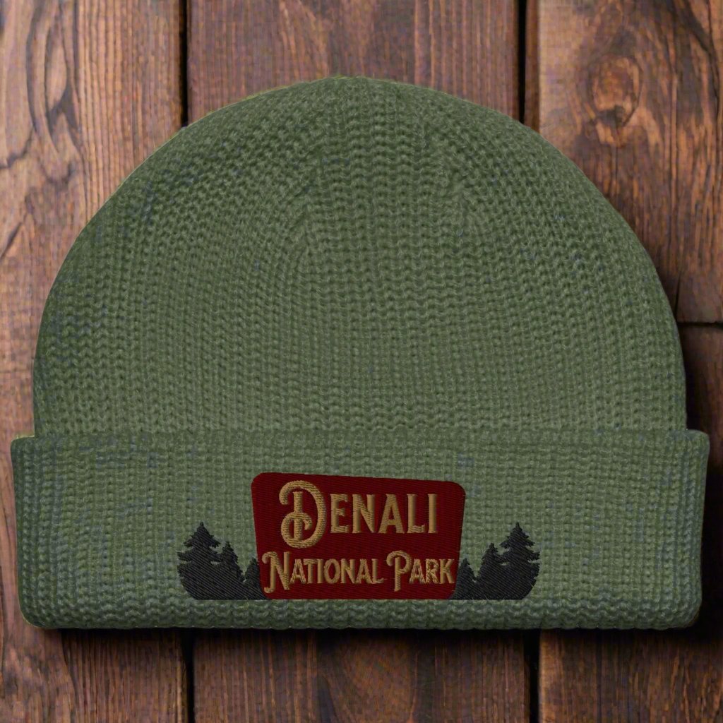 Denali National Park Sign Embroidered Beanie