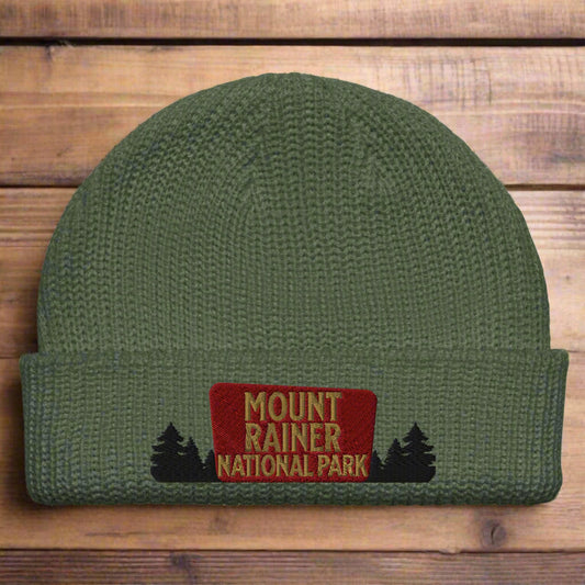 Mount Rainier National Park Embroidered Beanie