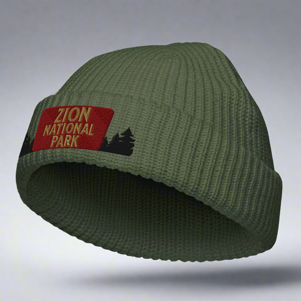 Zion National Park Sign Embroidered Wharf Style Beanie