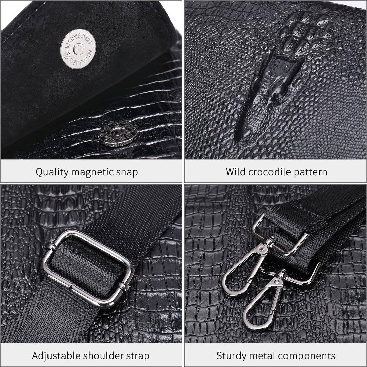 Crocodile Embossed Leather Sling Bag – Rugged & Refined