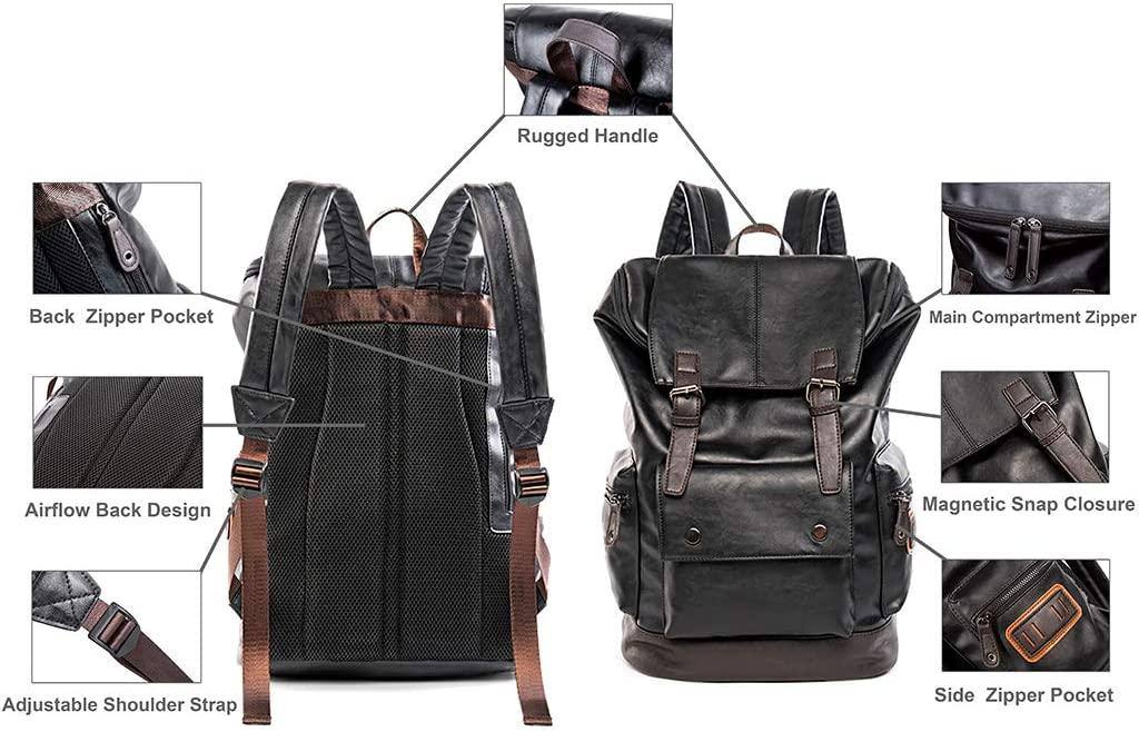 Premium PU Leather Laptop Rucksack – Water-Resistant 15″ Professional Pack