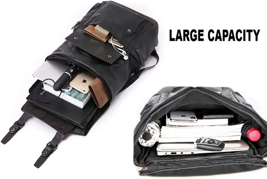 Premium PU Leather Laptop Rucksack – Water-Resistant 15″ Professional Pack