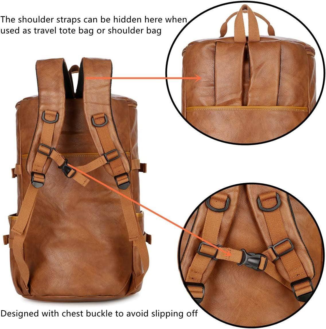 Soft Leather Duffel Bag – 40L Convertible Vegan Travel Bag